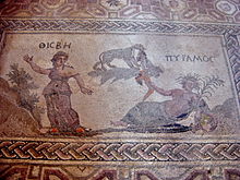 Pyrame et Thisbé sur une mosaïque romaine