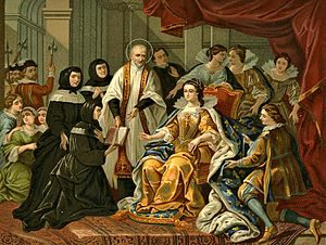 Vincent de Paul, Louise de Marillac et les premières filles de la Charite presentées à Anne d'Autriche